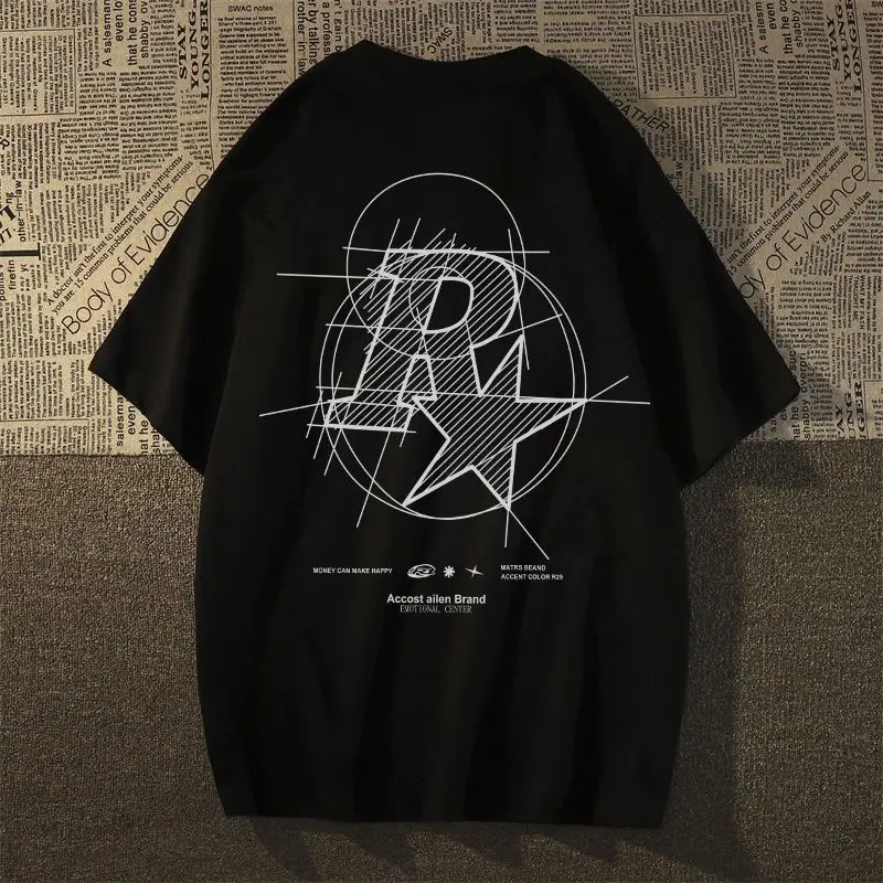 Camisetas de impressão gráfica unissex Harajuku, tops casuais soltos com pescoço o, camiseta manga curta, moda vintage de rua alta