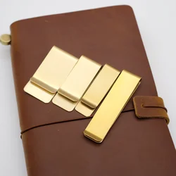 Clip de Metal para bolígrafo de latón y acero, portalápices Vintage de cuero genuino, cuaderno de viajero, diario de piel de vaca, accesorio de hoja suelta en espiral