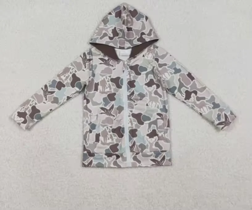 BT1399 Hunting Mallard Ducks Camo Boy Zip Hoodie Kids Coat