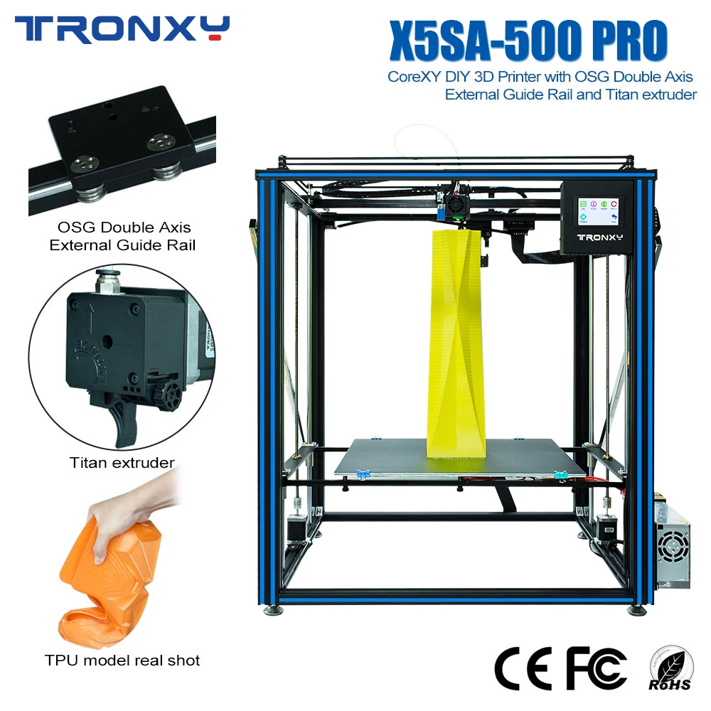 Imagem -02 - Tronxy-diy Touch Screen Kit Impressora 3d X5sa 500 Pro Fdm Grande Tamanho de Impressão 500*500*500 mm Pla