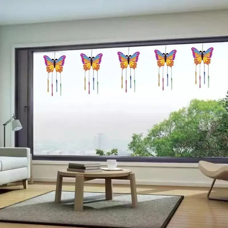 F62D DIYクラフト子供向けのキットバタフライウィンドチャイム絵画キット女の子用