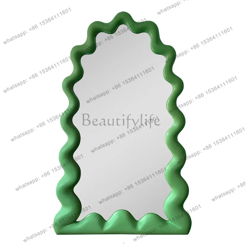 

Wave floor full-body mirror cloakroom wall hanging irregular dressing special-shaped flame large mirror