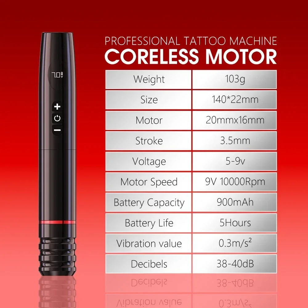 900mAh Wireless Battery Eyebrow Lip Eyeline Permanent Makeup Tattoo Pen Machine 3.5mm Stroke