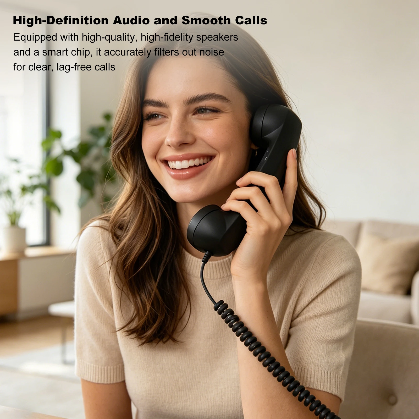 Telephone Wired Handsets with Type-C Connector Wired Landline Handle Receiver for Mobile Video Conferences Calls Meetings
