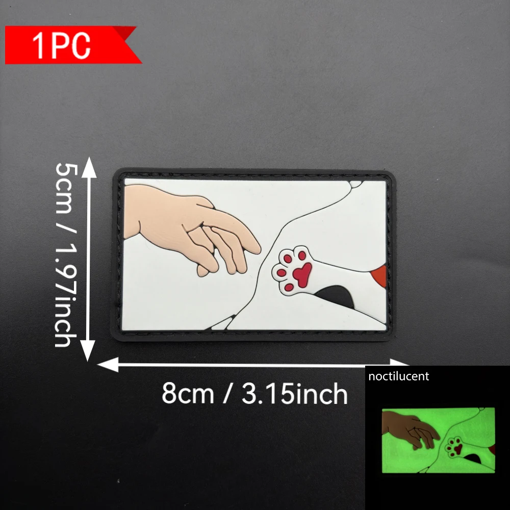 Creative Hand-Painted Cat Paw Minimalist Logo Pvc Luminous Morale Patch Waterproof Pvc Armband Wear-Resistant Rubber Patch Non-Fading Pvc Badge Soft Rubber 3D Morale Patch Thickened Pvc Adhesive Label Irregular-Shaped Pvc Armband