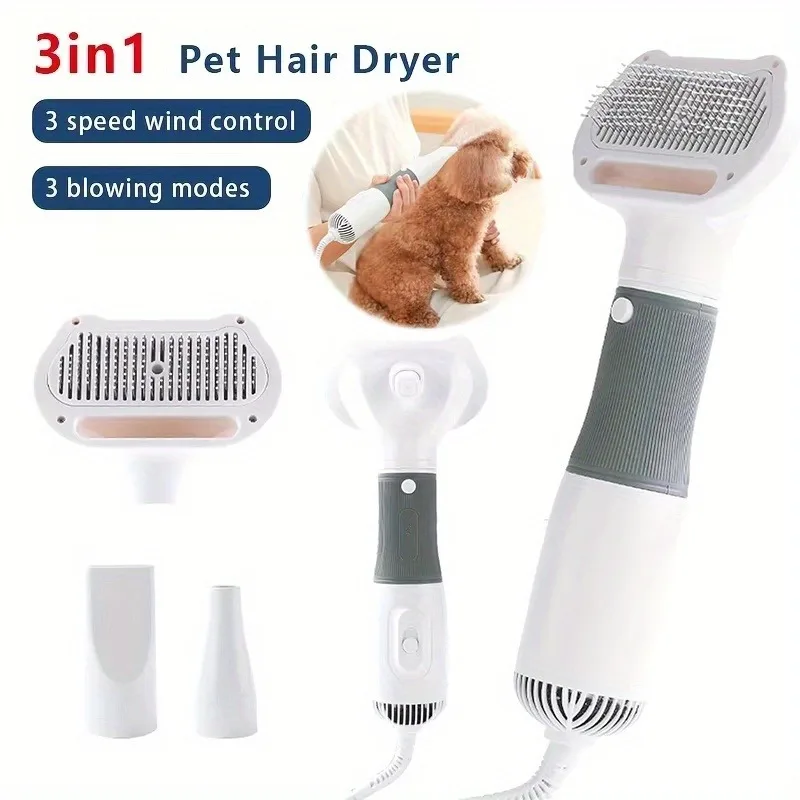 

3 in1 Pet Dog Dryer Quiet Dog Hair Dryers and Comb Brush Grooming Kitten Cat Hair Comb Puppy Fur Blower Low Noise Temprature