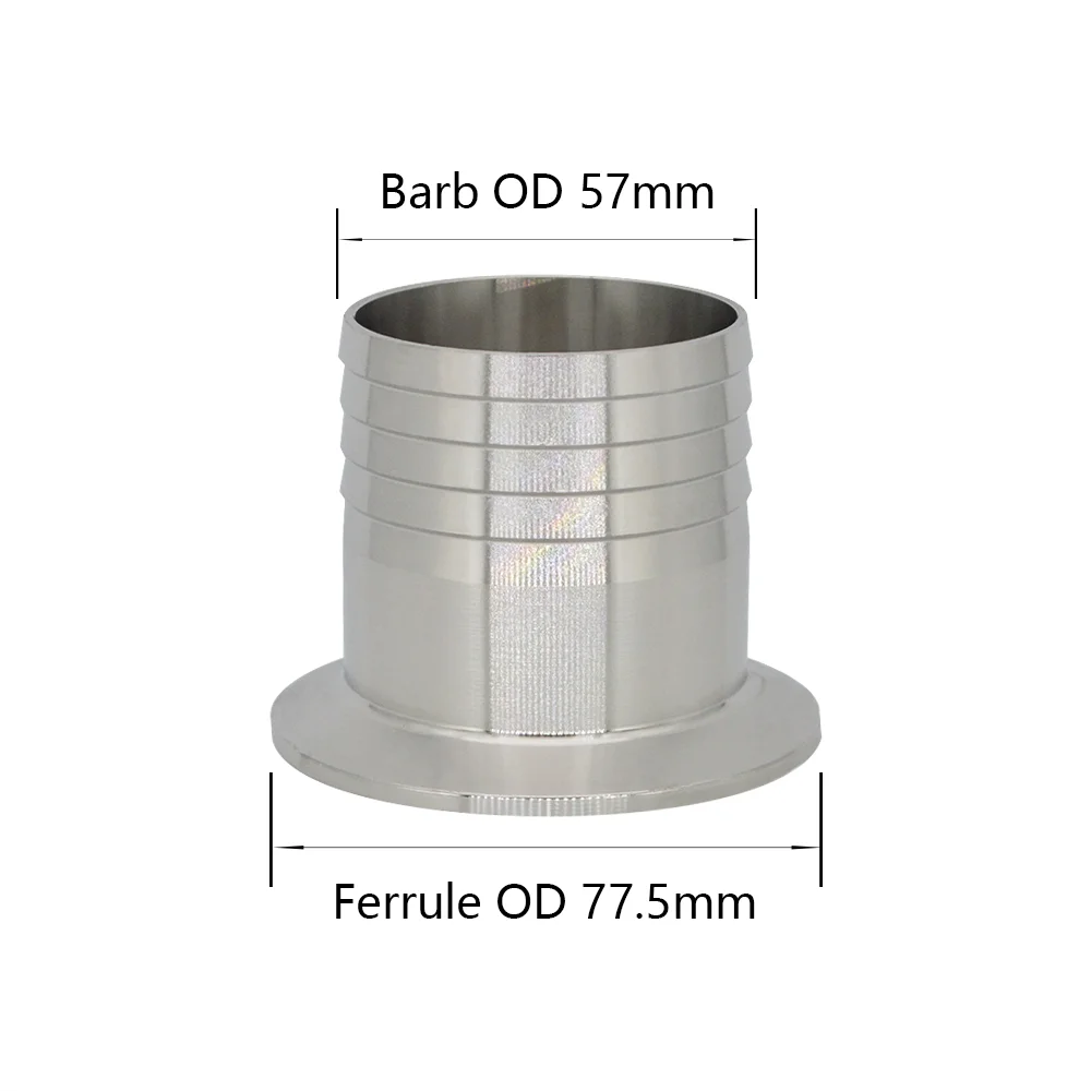 Tri Clamp to 38mm 51mm 102mm Hose Barbed Adapter 304 Stainless Steel Sanitary Hose Pipe Fitting Home Brewing
