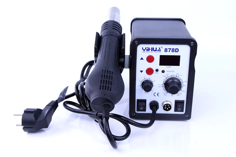 

878D Rework Station Hot Air Gun Soldering Station LED Digital Display ESD Protected 3 Nozzles Fast Heating Microcomputer Control