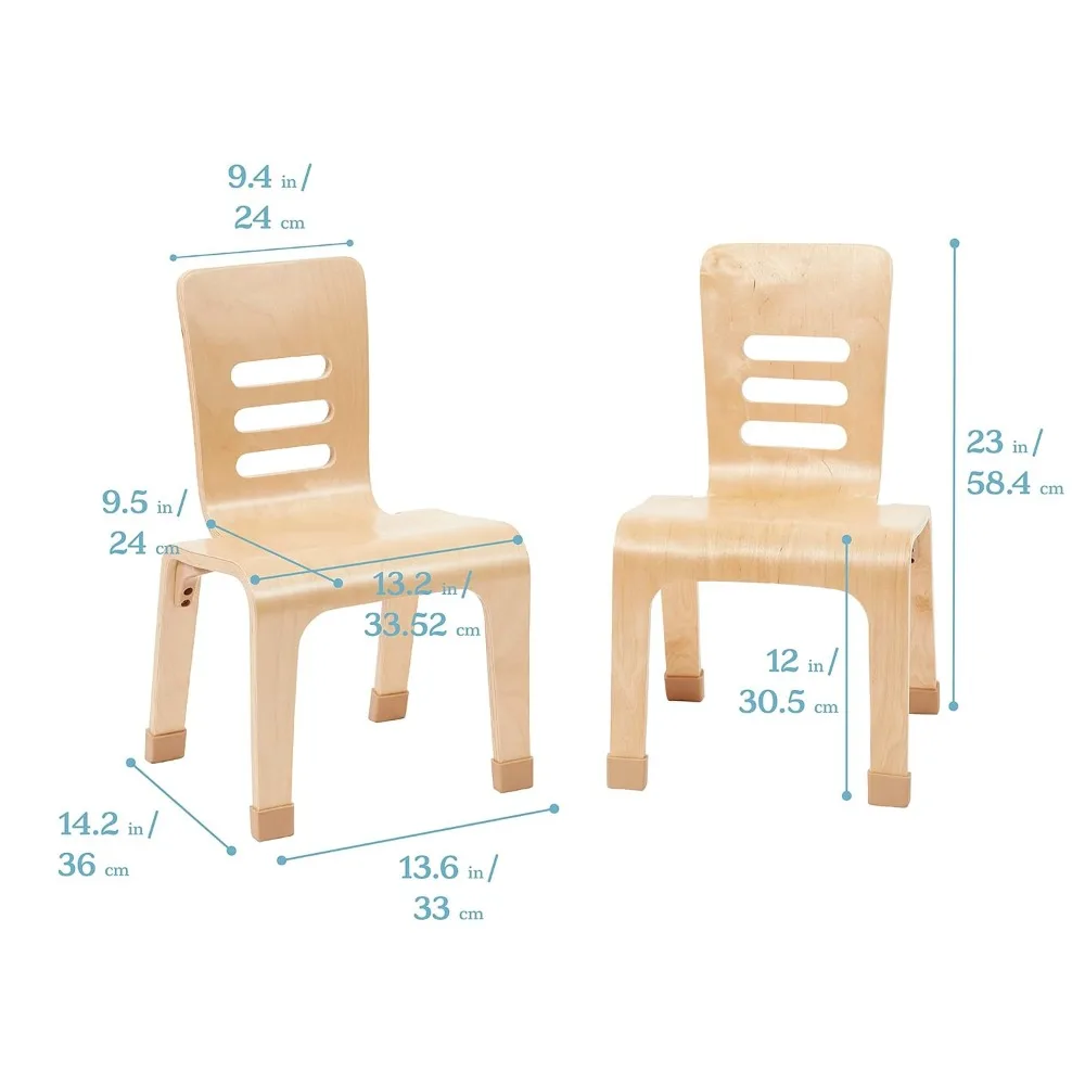 Asientos apilables para niños, silla escolar Natural de 12 pulgadas de altura, paquete de 2 sillas, muebles comerciales