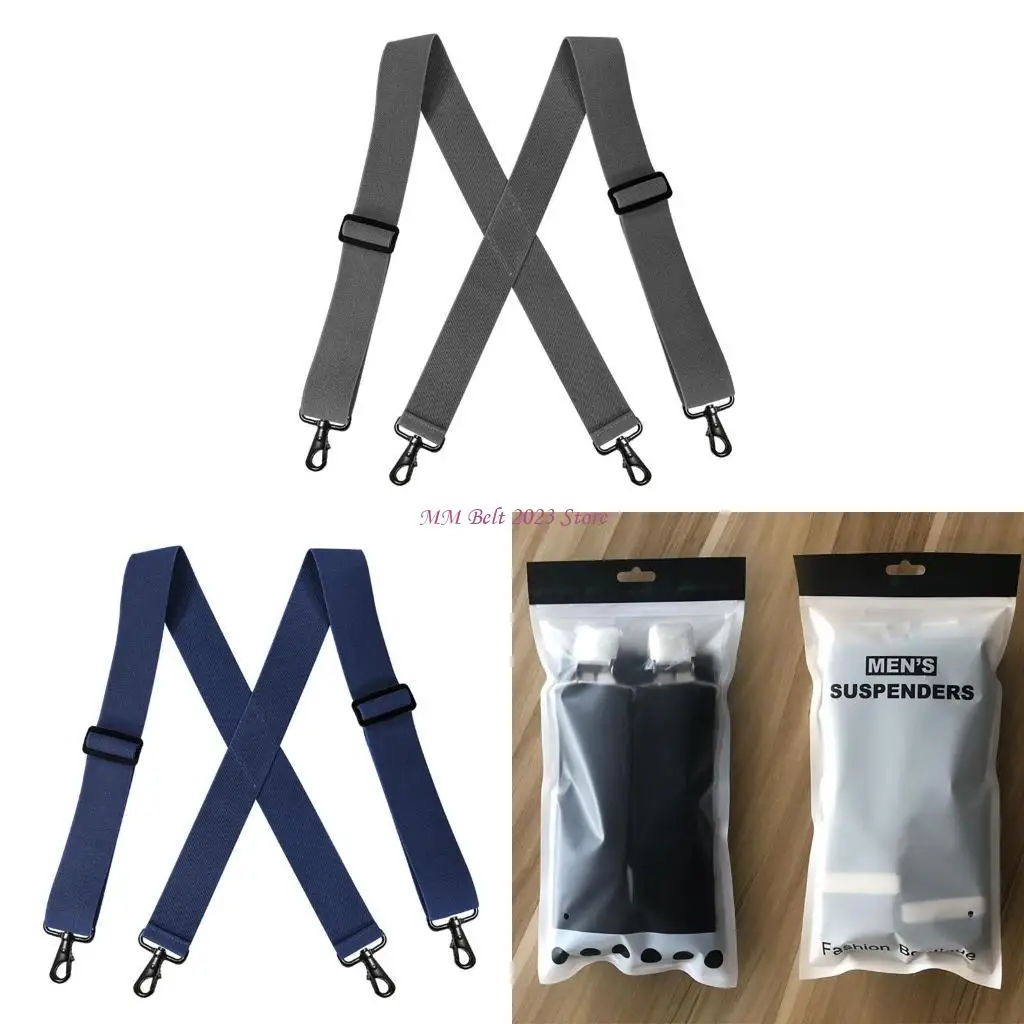 

49ME Men's Suspenders for Work Adjustable Metal Clip X Shaped Brace for Formal Event