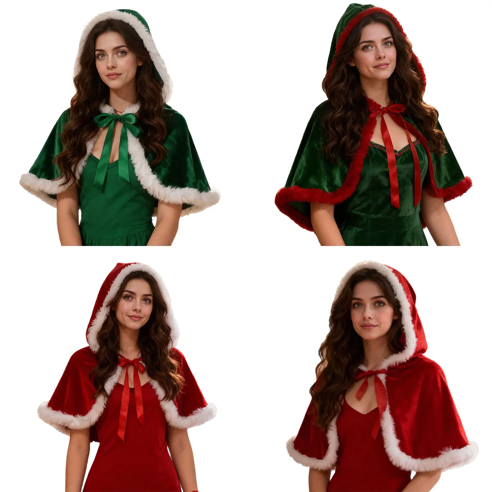 المرأة عيد الميلاد مقنعين شال عباءة كيب سانتا كلوز كيب هالوين عيد الميلاد تأثيري حلي الملحقات