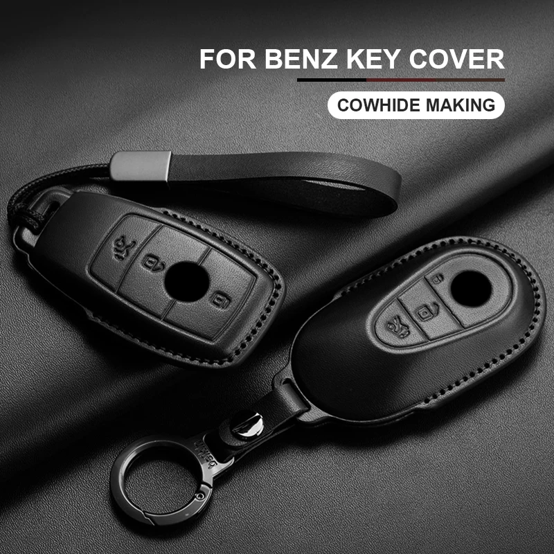

Leather Car Key Case Cover For Mercedes Benz A C E S G Class GLC CLE CLA W177 W205 W213 W222 X167 AMG Car Keychain Accessories