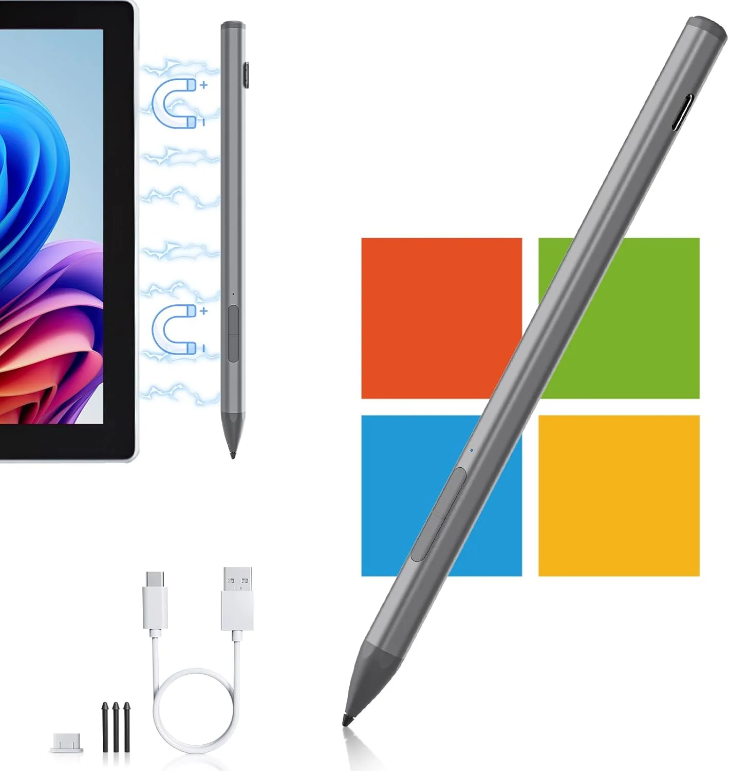 Lápiz óptico para Microsoft Surface Pro12/11/10/9/8/X/7/6/5 Go 4/3/2/1 Laptop6/5/4/3 con rechazo de palma 4096 niveles de presión