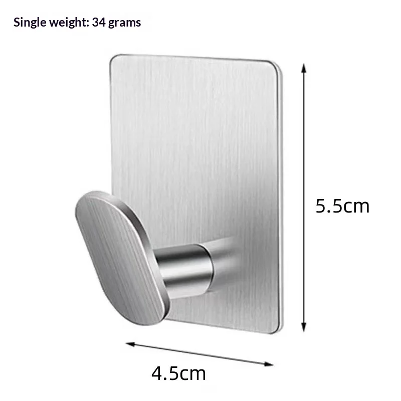 No Drill Stainless Steel Hooks Strong Adhesive Kitchen Bathroom Door Metal Hooks