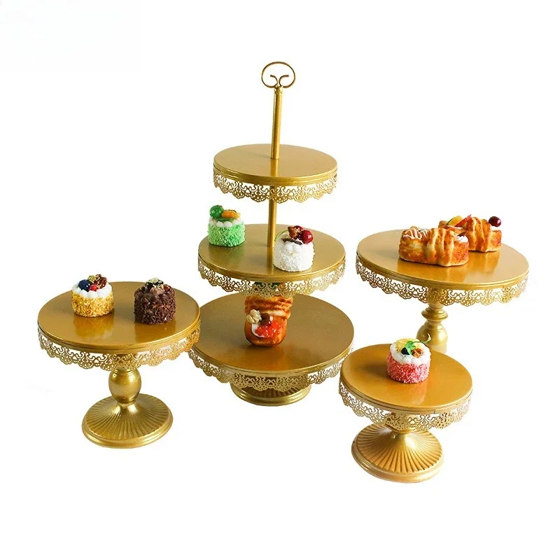 

Baijie wrought iron wedding props dessert table ornament European cake stand wedding cake plate dessert decoration