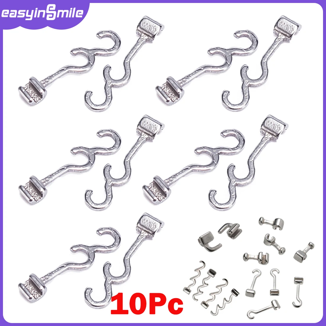

10Pcs Orthodontic Crimpable Hook Sliding Ball Hooks Dental Crimpable Hook Stop Locks Removable/Activity Fixed on ArchWires Brace