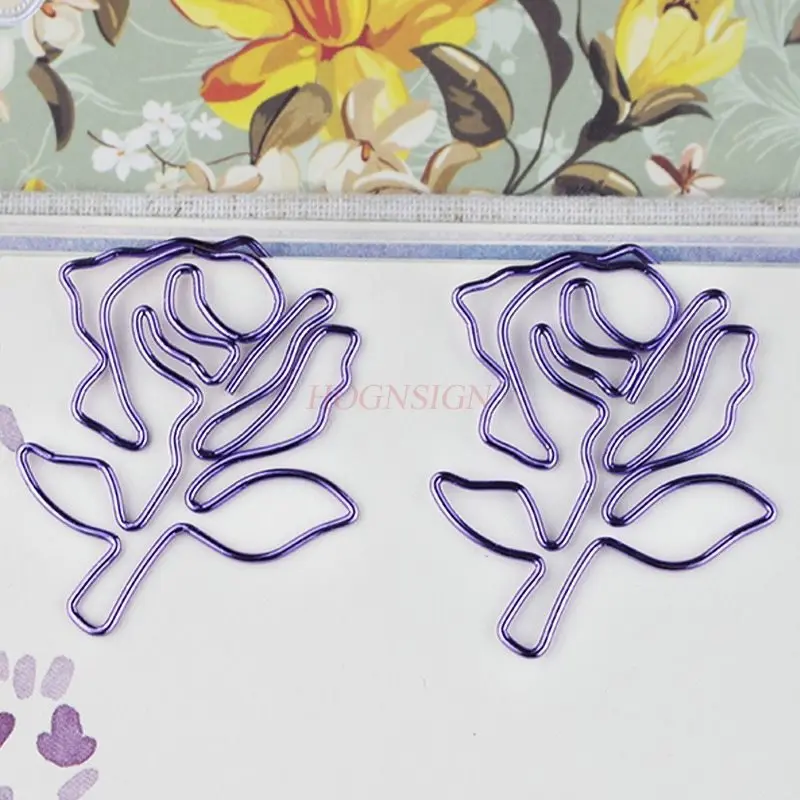 10pcs/box Purple rose paperclip, paper clip, office supplies clip, folder, paper clip, creative idea