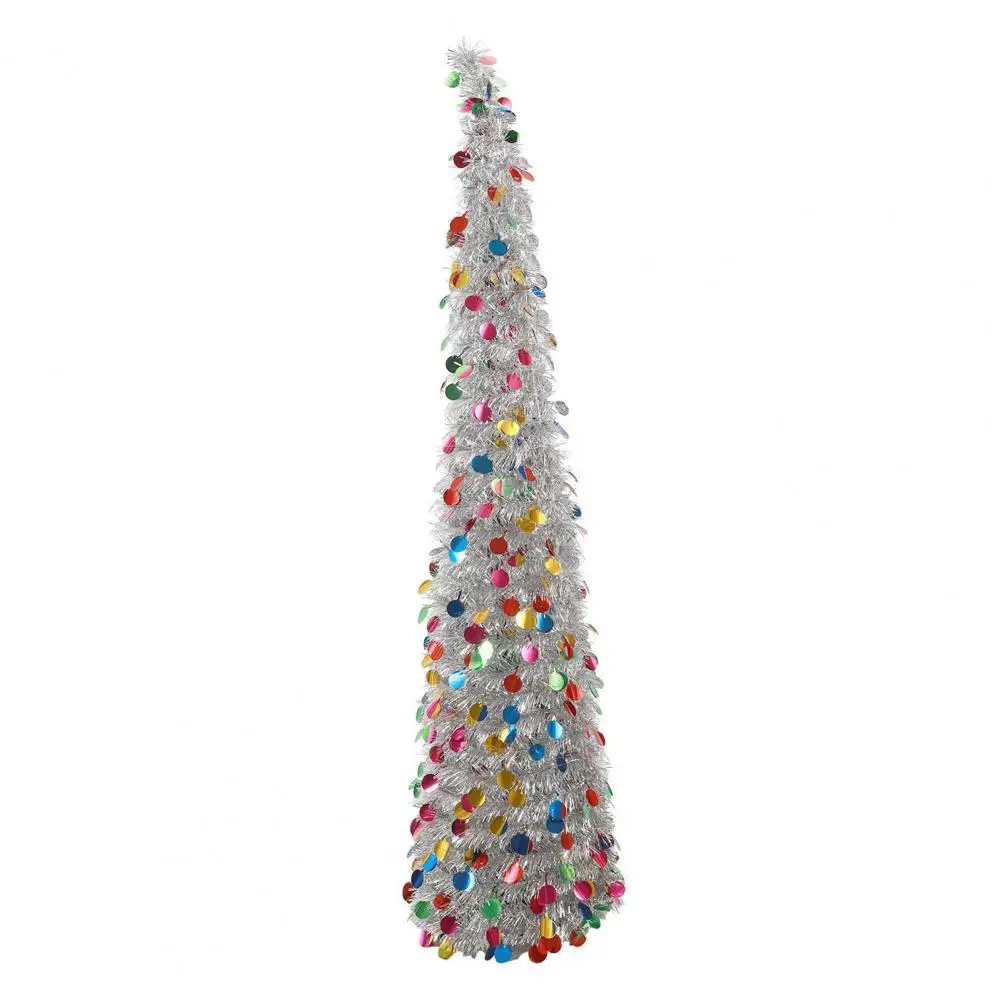 Stylish Christmas Tree Sequin Pencil Christmas Tree for Small Spaces Collapsible Skinny Xmas Tree with Tinsel for Home Office