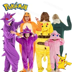 Pokemon Kids Onesie Pajamas Pikachu Men Women Anime Flannel Gengar Kigurumi Charizard Sleepwear Suit Christmas Gift