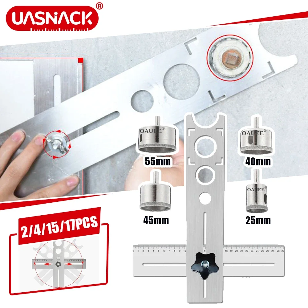 360 Degree Adjustable Universal Tile Marble Glass Ceramic Floor Drilling Hole Tools Hole Opener Locator Position Ruler Puncher