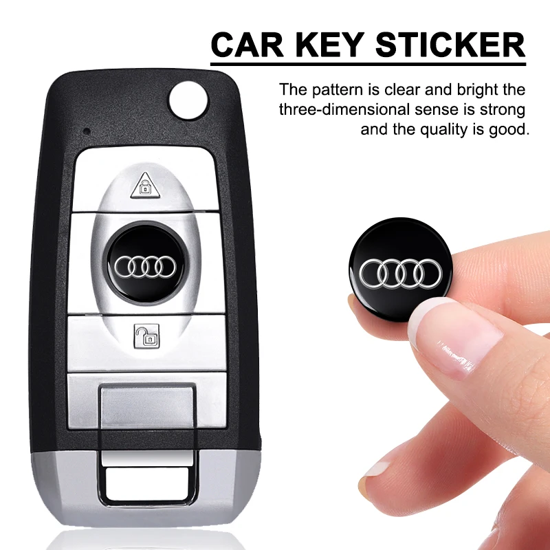 14mm For Audi Sline TT RS Quattro A6 C6 C5 C7 A5 A4 B8 B6 B7 A3 A8 A2 A1 Q3 Q5 Q7 S Car Key Remote Control Button Badge Sticker
