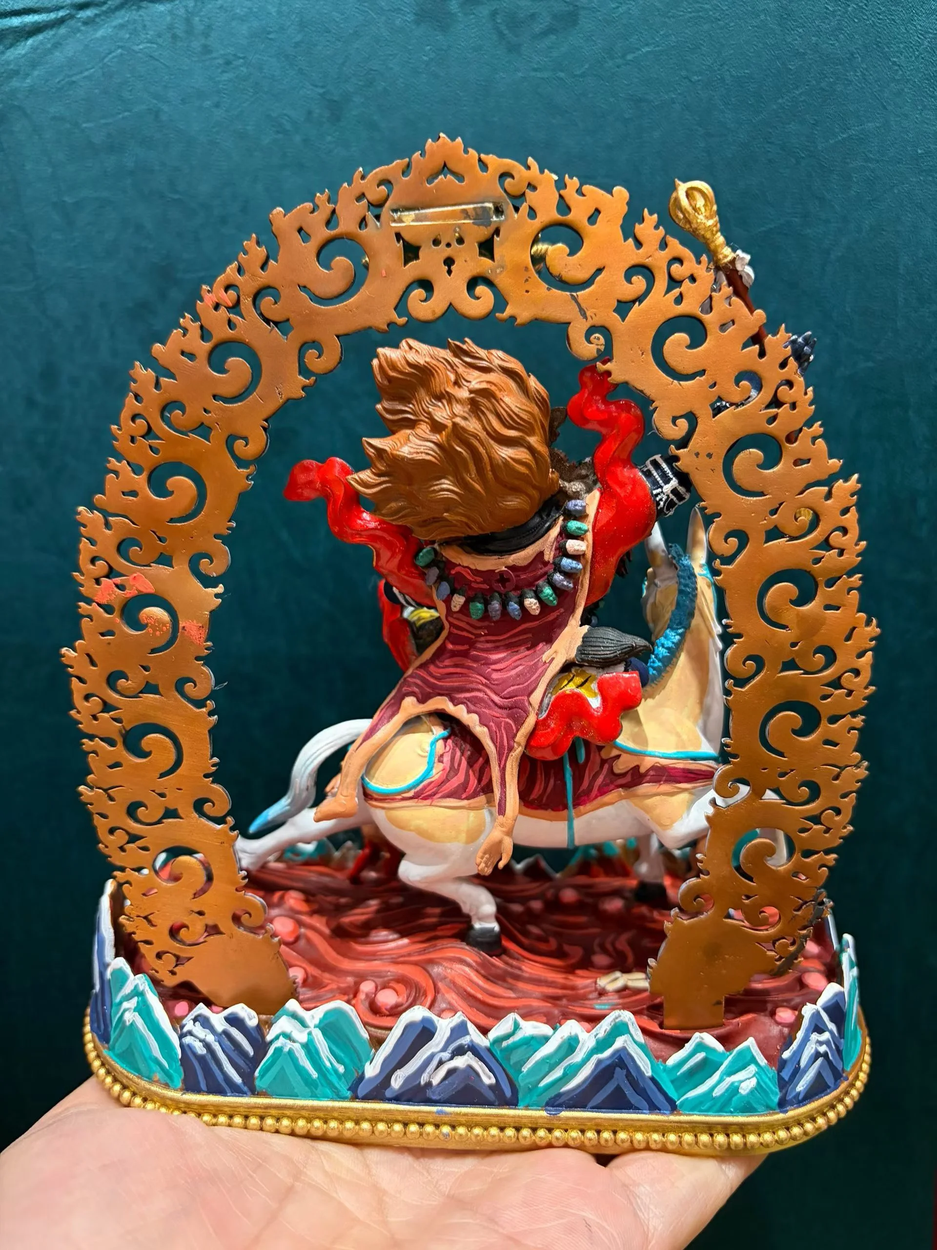 Special offer 15CM Exquisite copper carving painted Buddha statue Buddha Mother palden Lhamo Buddhist family worship