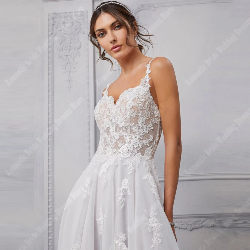 스윗하트 칼라 A 라인 여성 웨딩 드레스 우아한 Tulle Bridal 가운 Mopping Length 연회 Vestidos De Novias Customized