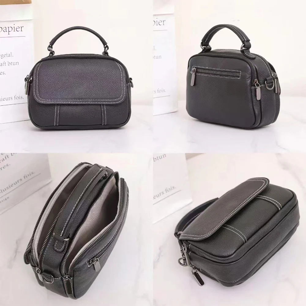 Borsa a tracolla quadrata in vera pelle ad alta capacità Versatile di nuova moda borsa da donna multifunzionale in morbida pelle