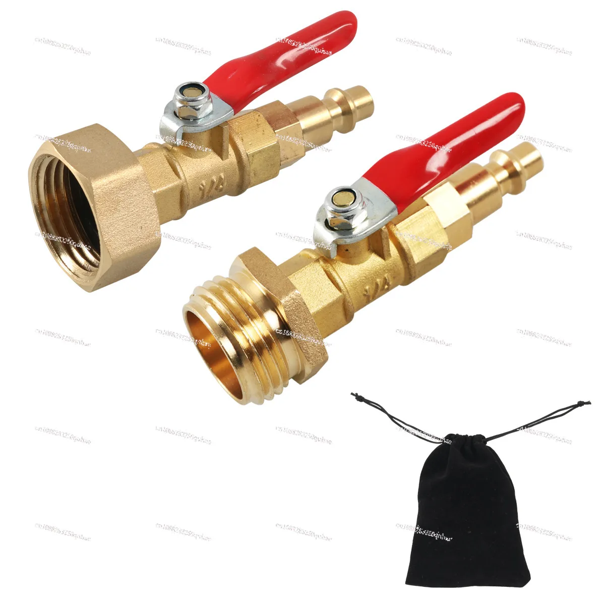 

RV Threaded Brass Connector 1/4 with Ball Valve Winter Garden Sprinkler Antifreeze Adapter, Quick Connector