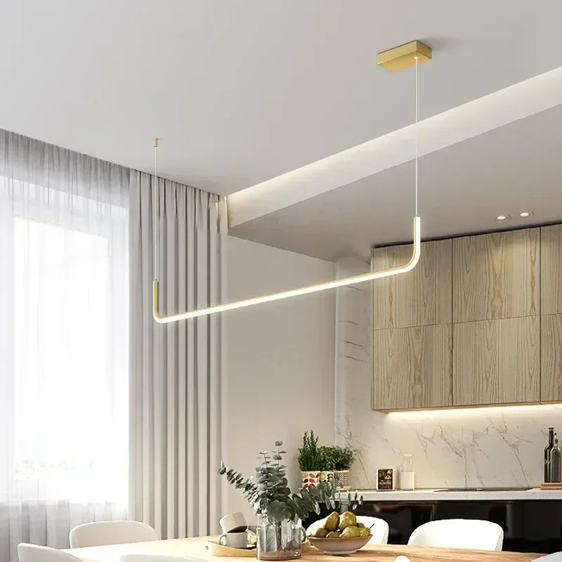 

Modern LED Pendant Light Minimalist Black/Gold Chandelier for Dining Table Home Lighting