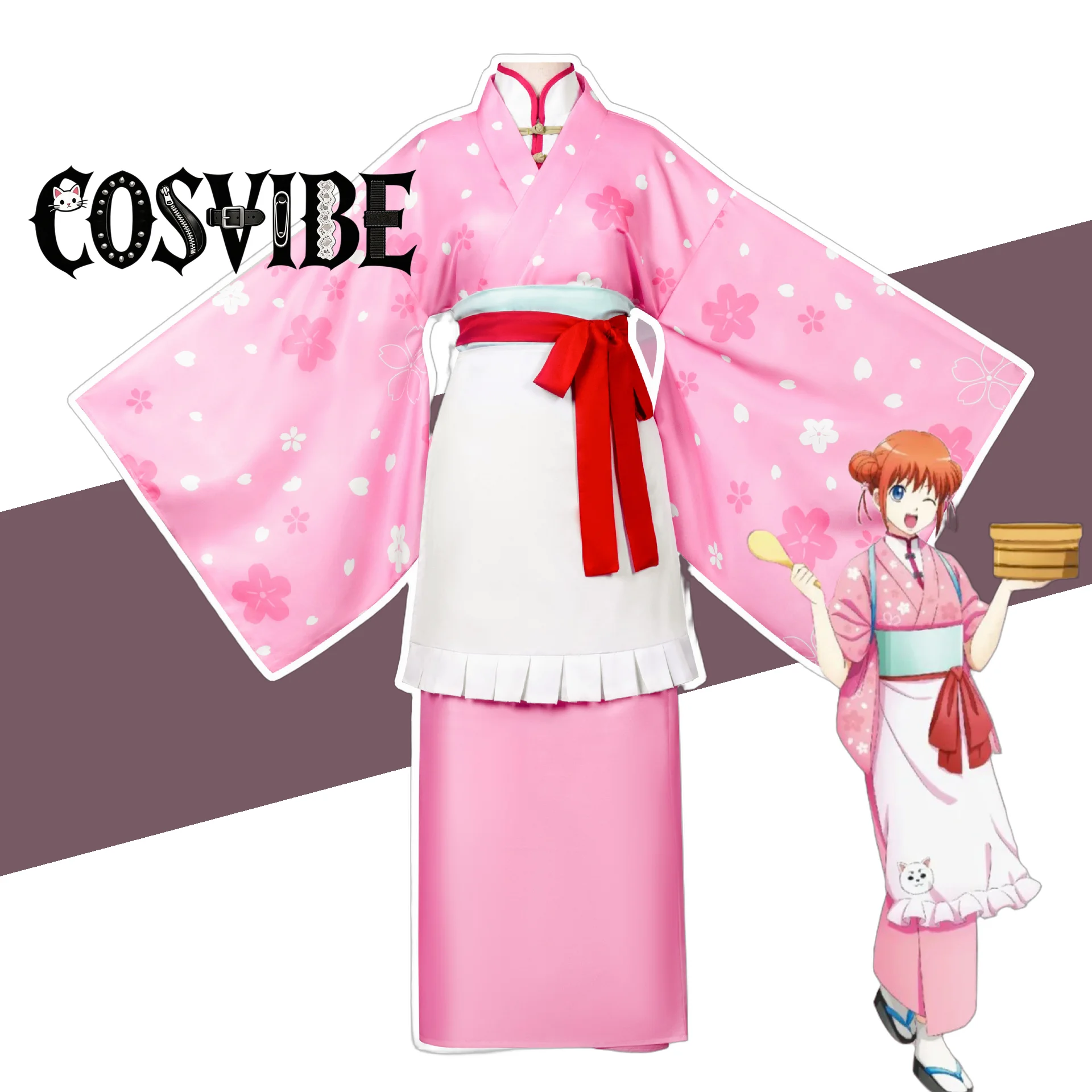 

Gintama Kagura Cosplay Costume - Anime Women Kimono Uniform Stage Performance Halloween Carnival Party Outfit