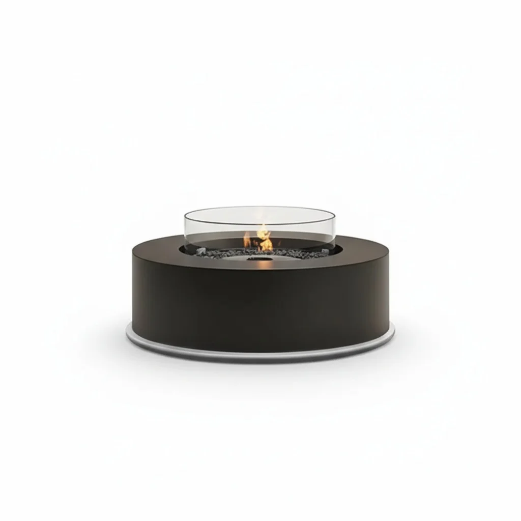 Bioethanol Fireplace,450mm Stainless Steel Ventless Ethanol Fireplace, Circular Insert Fireplace, Outdoor Patio Alcohol Fire Pit