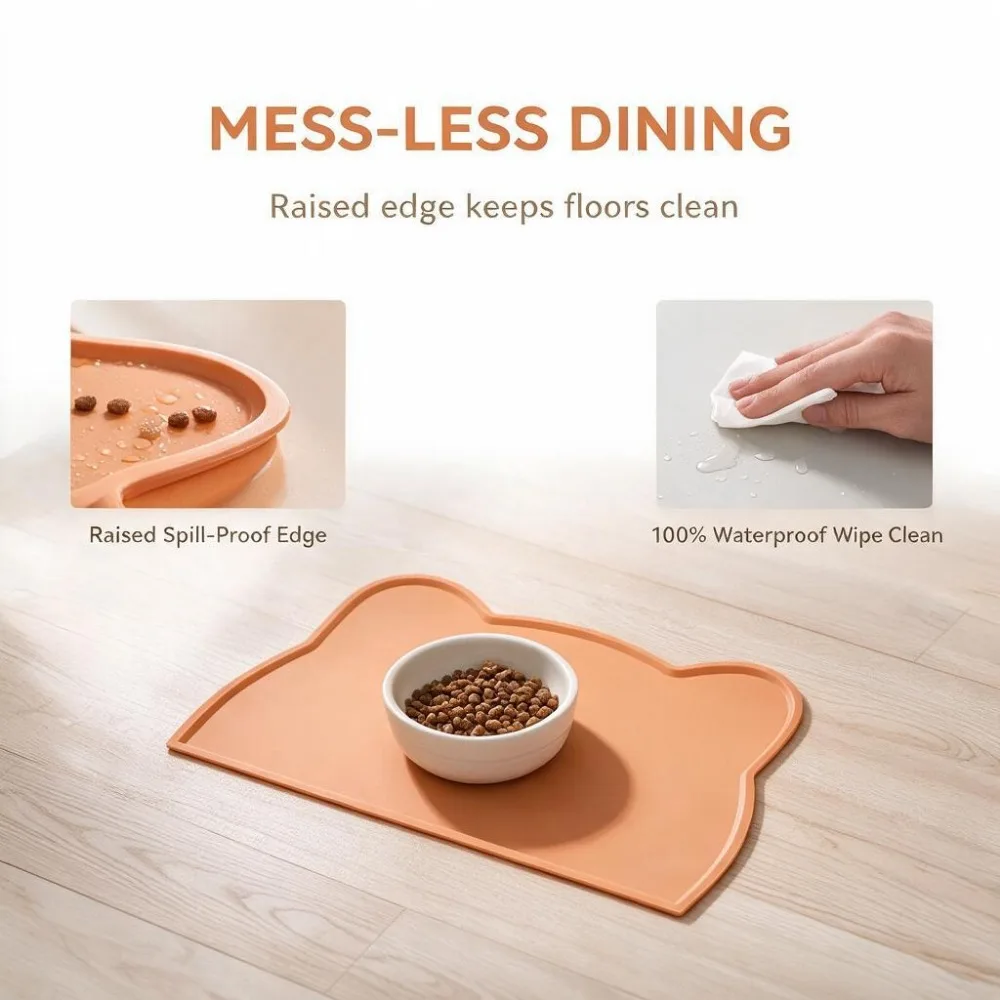 NEW Anti-Slip Pet Silicone Feeding Mat Easy To Clean Washable Cat Food Mat Dirty Resistant Tableware Mat for Cats and Dogs