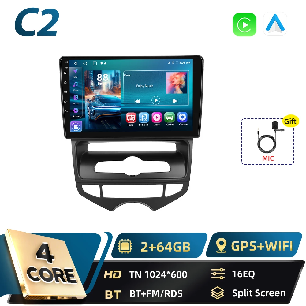 Podofo 8+128G 2din Android autoradio voor Hyundai IX20 2012 GPS navigatie Carplay Android Auto BT DSP WIFI FM