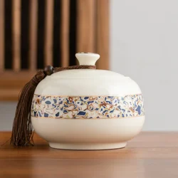 Painted Flower Gold-plated Ceramic Tea Tin with Lid Sealed Box Coffee Candy Jar Porcelain Food Storage Container Storage Jar New
