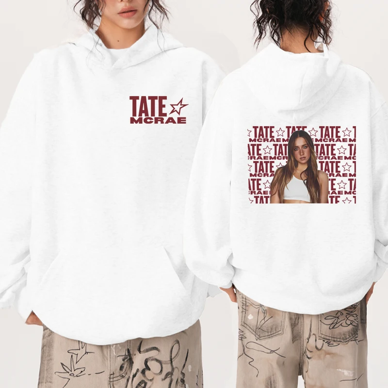 2025 جديد في تيت ماكراي الموسيقى الشعبية المطبوعة هوديي للجنسين موضة Y2k البلوز الخريف الشتاء الرجال النساء الصوف البلوفرات البيضاء