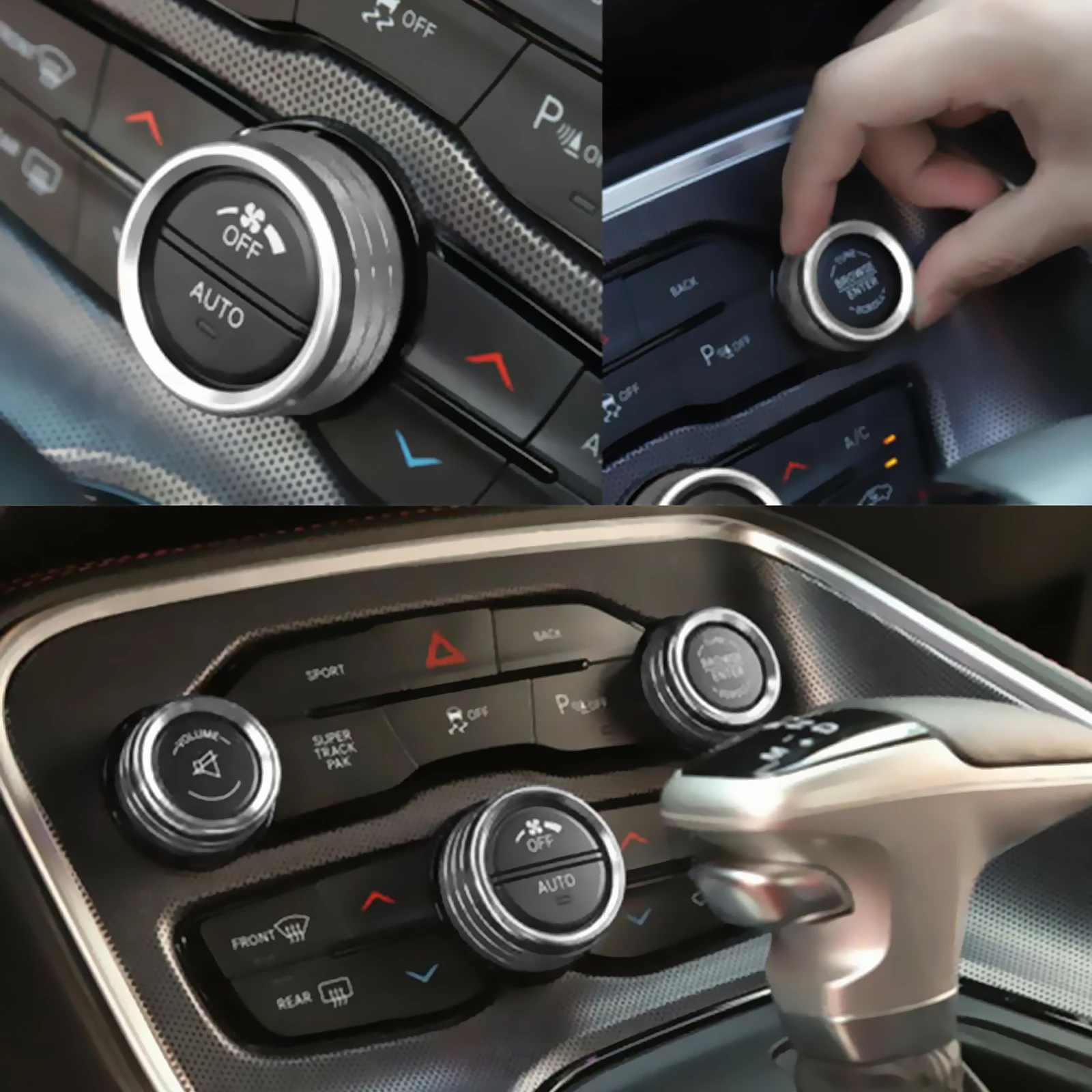 

For Dodge Challenger RT SXT 2015-2019 2020 Radio Volume Knob Rings Cover Headlight Control Air Condition Switch Knob Accessories