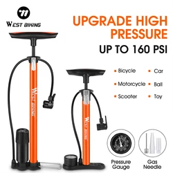 WEST BIKING Bicycle Pump 160PSI High Pressure MTB Road Bike Air Pump Schrader Presta Valve Ball Tire Inflator Cycling Accessory