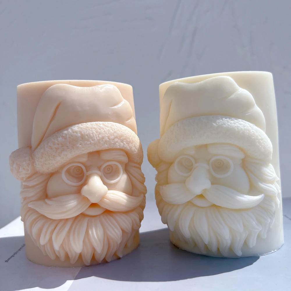 Pillar Santa Claus Candle Mold Father Christmas Resin Silicone Mold Kriss Kringle Plaster Gypsum Mould For Home Decor