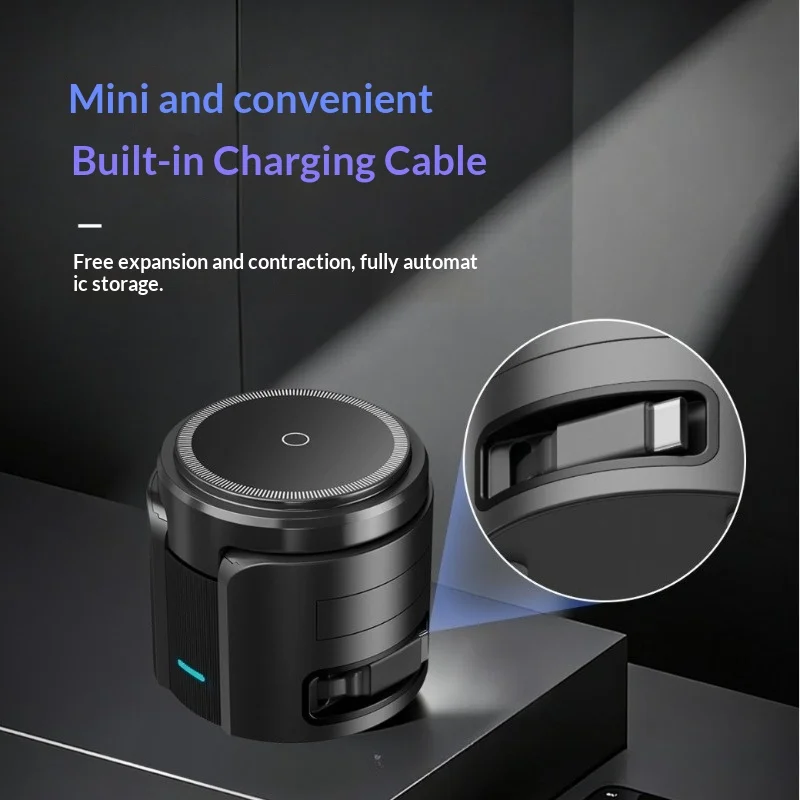 Foldable 3-in-1 Wireless Charger – Compact Travel Design, Charges Phone+Watch+AirPods, Type-C Input
