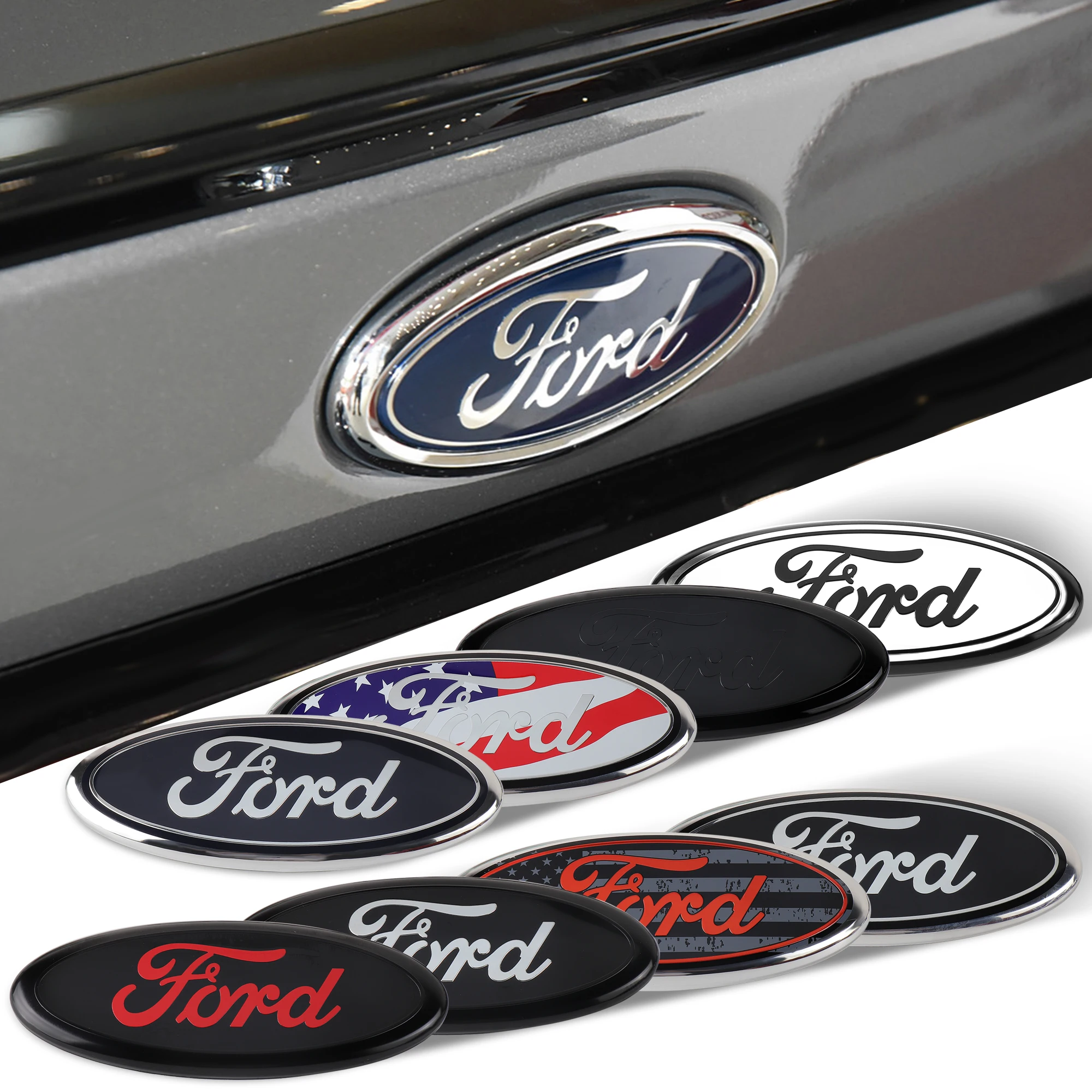 Emblème de capot avant, badge de coffre arrière, autocollant de logo de calandre avant pour Ford Mustang, Foose Explorer, Mondeo, Shelby, Fiesta ST