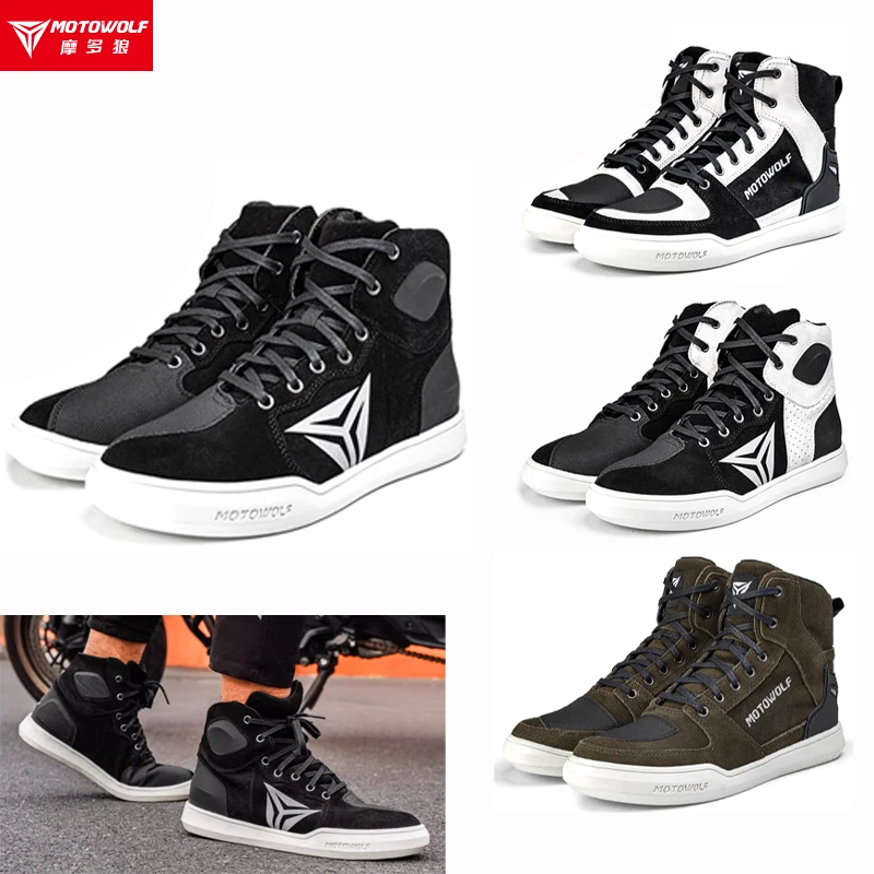 

Motorcycle Boots Men Ventilated Riding Shoes Anti-slip Sole Ankle Guard Breathable Non-slip Botas Para Moto Motorcycle Shoes