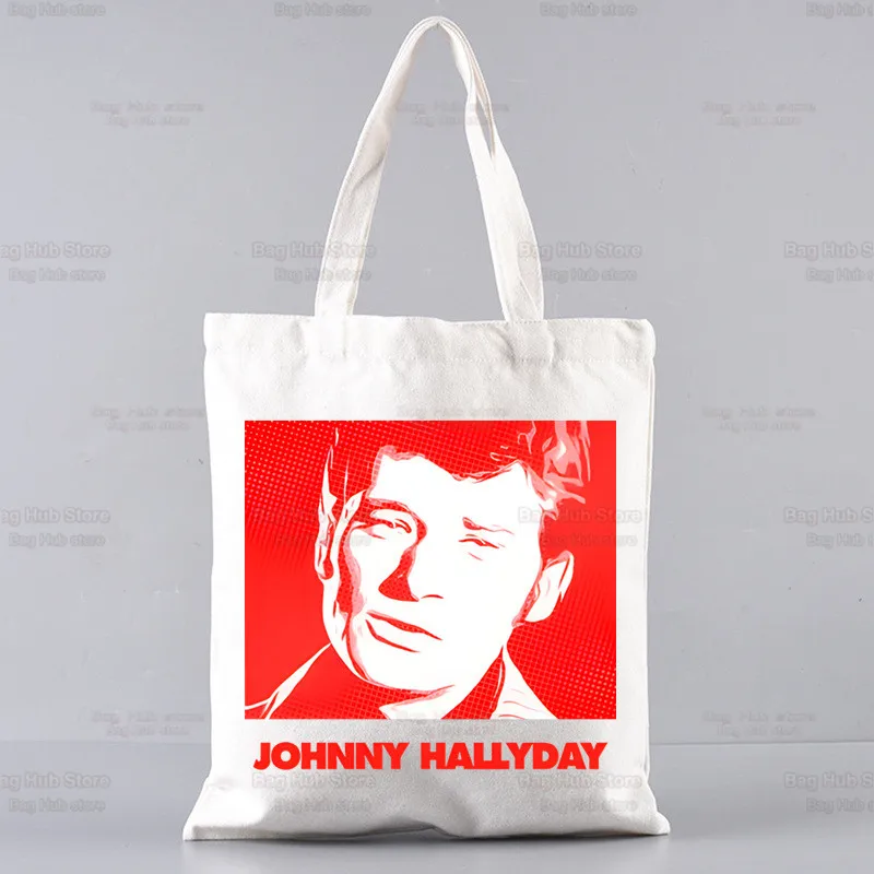 Johnny Hallyday Cantor Rock Shopper Bolsas, Sacola de Compras, Bolsa De Ombro, Sacos De Lona, Grande Capacidade, Bolsa Da Faculdade