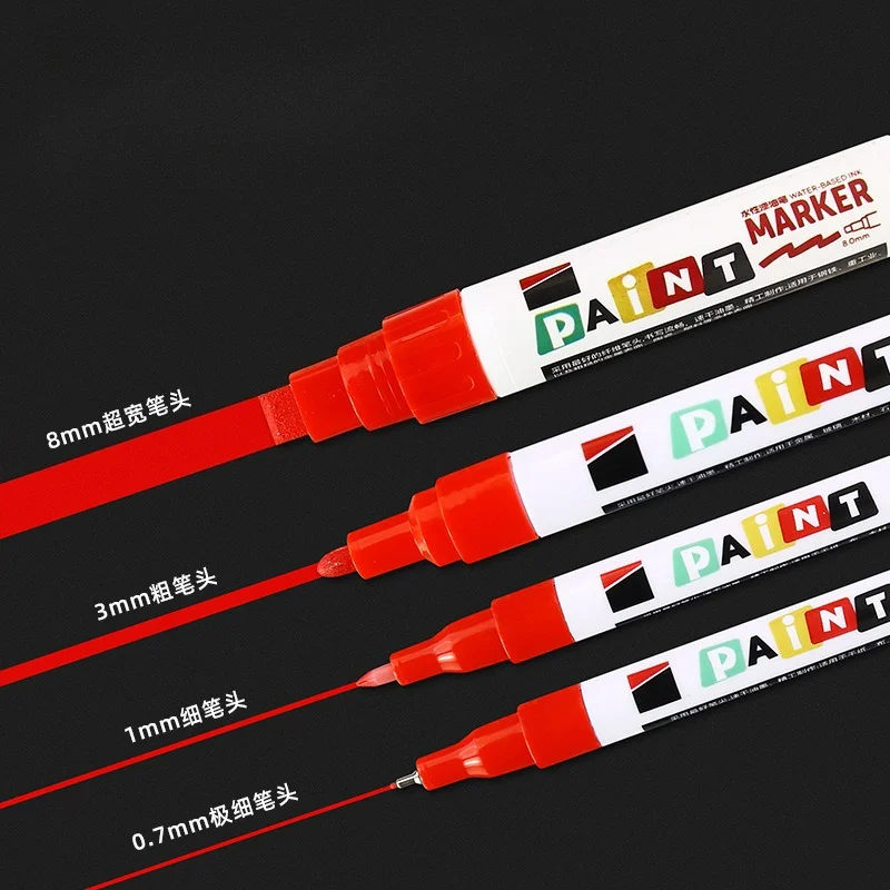 

Black Multi Tip Paint Marker Pen 0.7mm/1mm/2mm/8mm Quick Dry Waterproof Low Odor Touch Up Pen for Tile Stone Rubber Hardware
