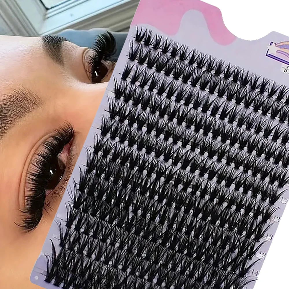 60D imitation mink eyelashes 280 clusters 0.07mm D curled 9-16mm mixed natural eyelash extension 3D Russian curled individual ey