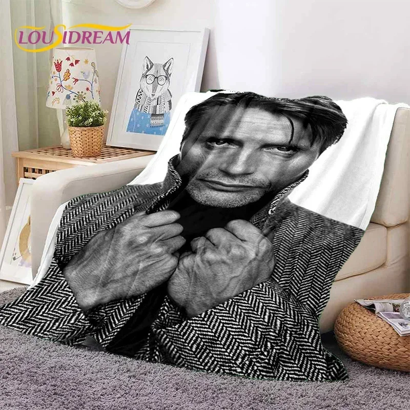 

Mads Mikkelsen 3D Actor StarSoft Blankets,Keep Warm Throw Blanket Comfortable Blanket for Picnic Beds Sofa Home Bedroom Gift Kid