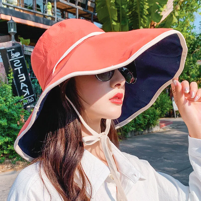 Women Bucket Hat Fashion Summer Big Brim Panamanian Women Collapsible Sun Caps for Female Sun Visor Vacatio Fisherman Beach Hats