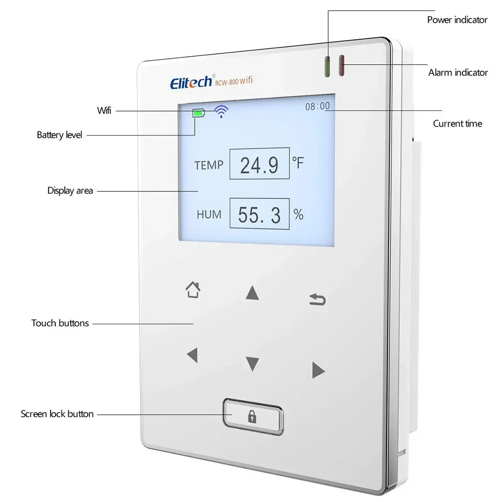 2026/Elitech RCW-800 WiFi  (External) 5M sensor for Cold Chain Data Logger Temperature And Humidity Data Logger