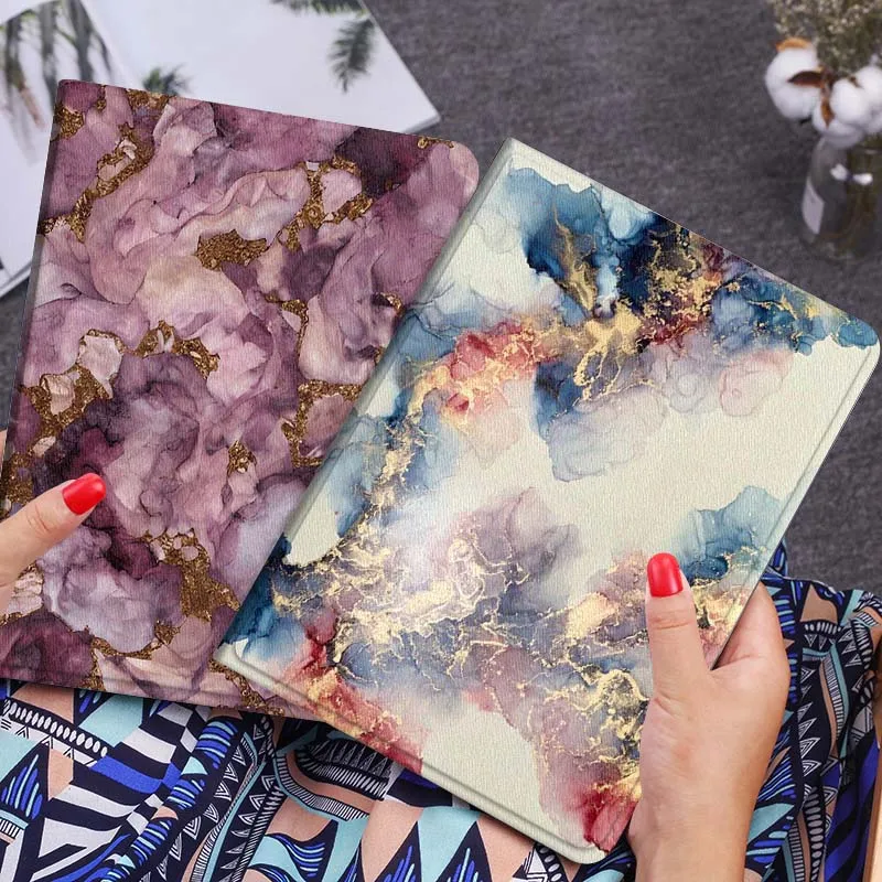 

Abstract Ink Gold Pattern Tablet Case For Huawei Honor MatePad MediaPad Air 5 6 7 11 V6 V7 V8 V9 X9 X8 T10 T10s C5e T5 Gift