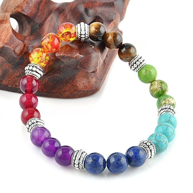 7 Chakra Reiki Bead Pendant Necklace Yoga Energy Jewelry Healing Balance Natural Stone Choker Bracelet Jewelry Set for Women Men